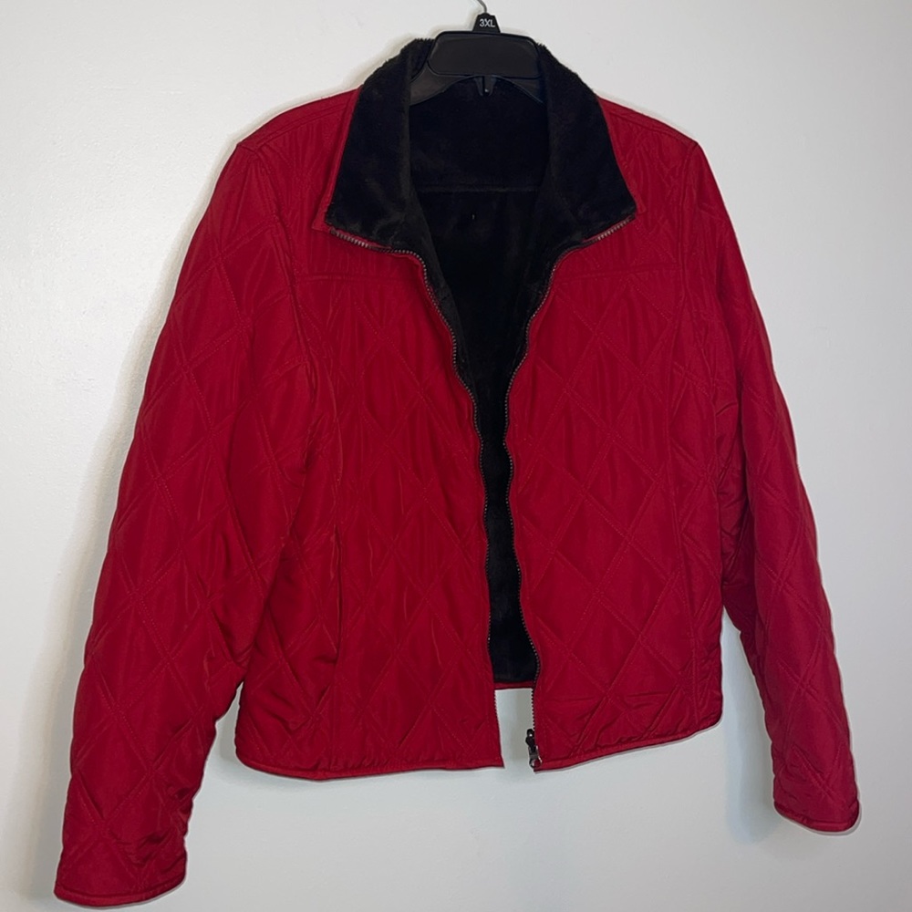 Weatherproof Garment Co Reversible Jacket Quilted Red & Brown Fleece Siz…
